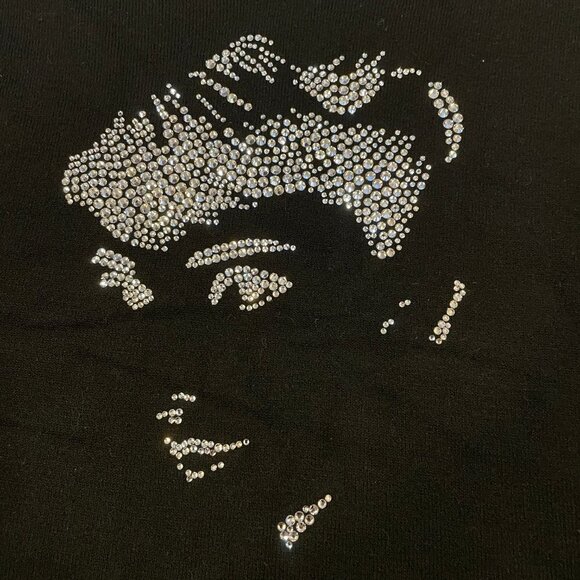 Vintage Audrey Hepburn Crystal V-Neck Sweater - S - Picture 6 of 9